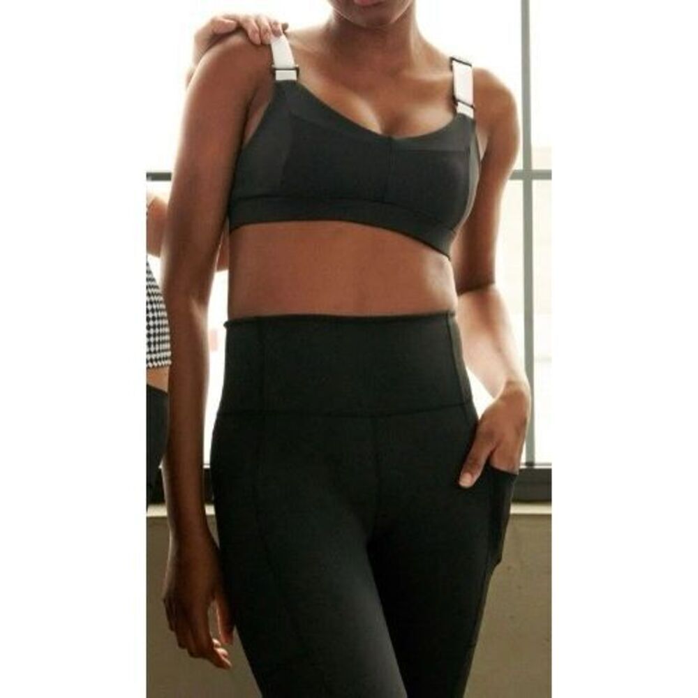 IVL Collective Technically Fashion Black White Stripe Women’s Sports Bra Size 10